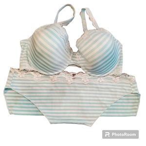 Q-T intimates striped mint bra and panties